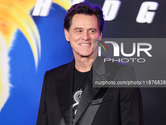 Jim Carrey arrives at the Los Angeles Premiere Of Paramount Pictures' 'Sonic The Hedgehog 3' held at the TCL Chinese Theatre IMAX on Decembe...