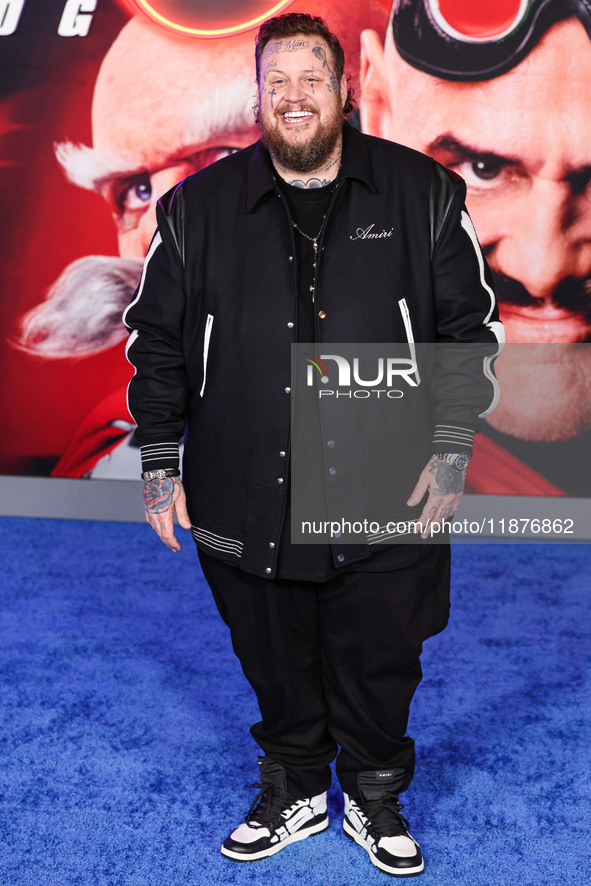 Jelly Roll (Jason Bradley DeFord) arrives at the Los Angeles Premiere Of Paramount Pictures' 'Sonic The Hedgehog 3' held at the TCL Chinese...