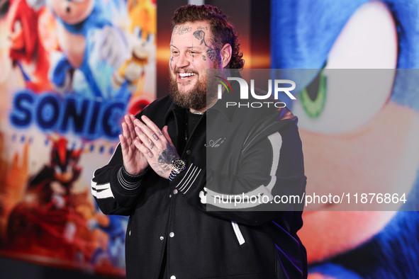 Jelly Roll (Jason Bradley DeFord) arrives at the Los Angeles Premiere Of Paramount Pictures' 'Sonic The Hedgehog 3' held at the TCL Chinese...