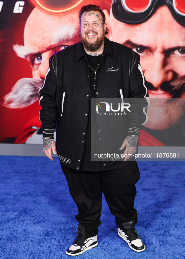 Jelly Roll (Jason Bradley DeFord) arrives at the Los Angeles Premiere Of Paramount Pictures' 'Sonic The Hedgehog 3' held at the TCL Chinese...