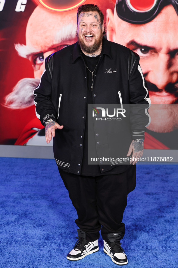 Jelly Roll (Jason Bradley DeFord) arrives at the Los Angeles Premiere Of Paramount Pictures' 'Sonic The Hedgehog 3' held at the TCL Chinese...