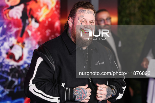 Jelly Roll (Jason Bradley DeFord) arrives at the Los Angeles Premiere Of Paramount Pictures' 'Sonic The Hedgehog 3' held at the TCL Chinese...