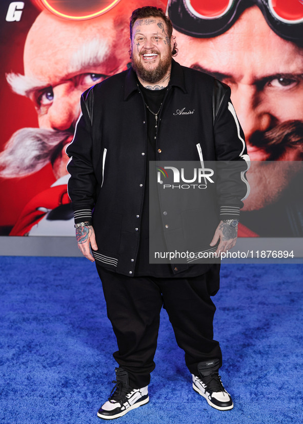 Jelly Roll (Jason Bradley DeFord) arrives at the Los Angeles Premiere Of Paramount Pictures' 'Sonic The Hedgehog 3' held at the TCL Chinese...