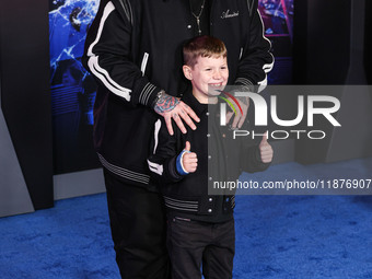 Jelly Roll (Jason Bradley DeFord) and son Noah Buddy DeFord arrive at the Los Angeles Premiere Of Paramount Pictures' 'Sonic The Hedgehog 3'...