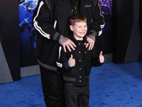 Jelly Roll (Jason Bradley DeFord) and son Noah Buddy DeFord arrive at the Los Angeles Premiere Of Paramount Pictures' 'Sonic The Hedgehog 3'...