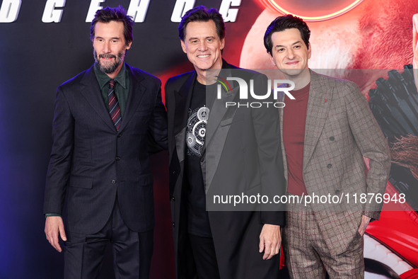 Keanu Reeves, Jim Carrey and Ben Schwartz arrive at the Los Angeles Premiere Of Paramount Pictures' 'Sonic The Hedgehog 3' held at the TCL C...