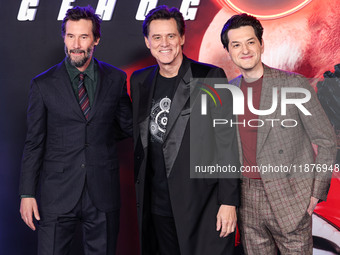 Keanu Reeves, Jim Carrey and Ben Schwartz arrive at the Los Angeles Premiere Of Paramount Pictures' 'Sonic The Hedgehog 3' held at the TCL C...