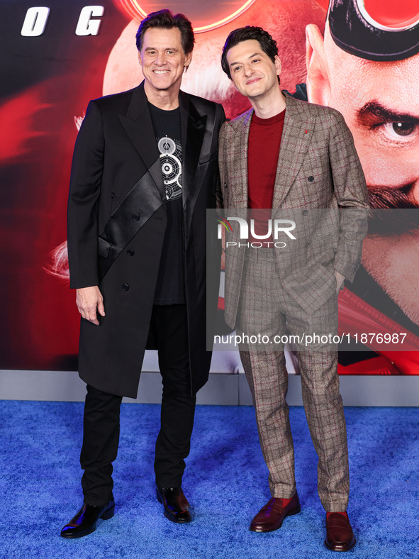 Jim Carrey and Ben Schwartz arrive at the Los Angeles Premiere Of Paramount Pictures' 'Sonic The Hedgehog 3' held at the TCL Chinese Theatre...