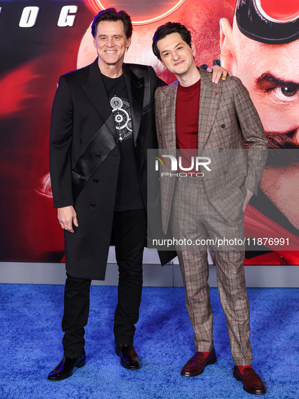 Jim Carrey and Ben Schwartz arrive at the Los Angeles Premiere Of Paramount Pictures' 'Sonic The Hedgehog 3' held at the TCL Chinese Theatre...