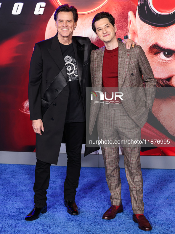 Jim Carrey and Ben Schwartz arrive at the Los Angeles Premiere Of Paramount Pictures' 'Sonic The Hedgehog 3' held at the TCL Chinese Theatre...