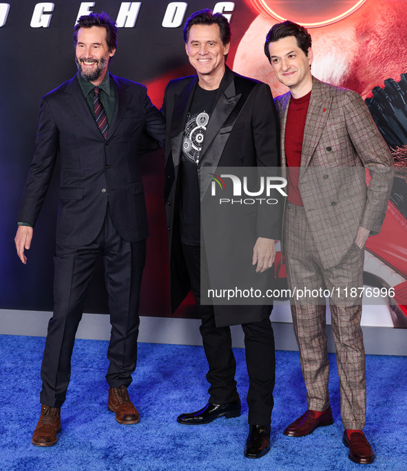 Keanu Reeves, Jim Carrey and Ben Schwartz arrive at the Los Angeles Premiere Of Paramount Pictures' 'Sonic The Hedgehog 3' held at the TCL C...