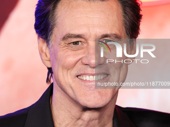 Jim Carrey arrives at the Los Angeles Premiere Of Paramount Pictures' 'Sonic The Hedgehog 3' held at the TCL Chinese Theatre IMAX on Decembe...