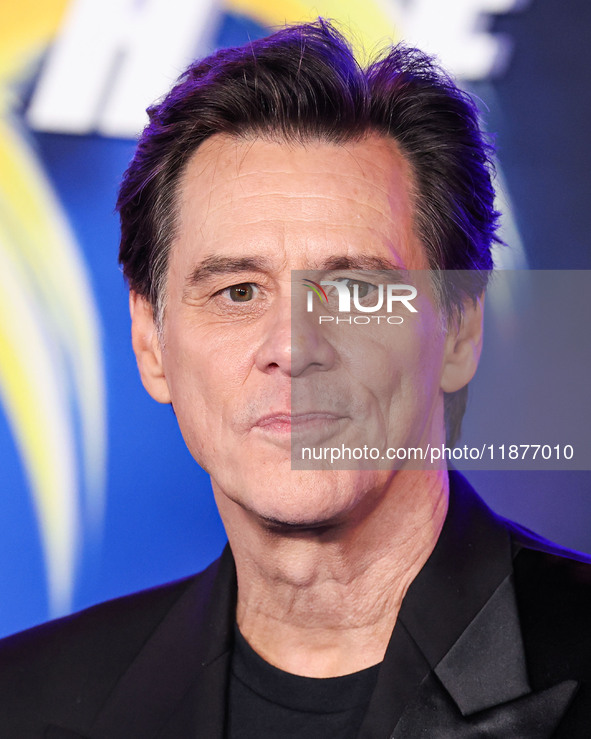 Jim Carrey arrives at the Los Angeles Premiere Of Paramount Pictures' 'Sonic The Hedgehog 3' held at the TCL Chinese Theatre IMAX on Decembe...