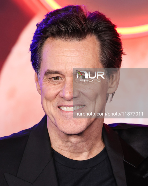 Jim Carrey arrives at the Los Angeles Premiere Of Paramount Pictures' 'Sonic The Hedgehog 3' held at the TCL Chinese Theatre IMAX on Decembe...