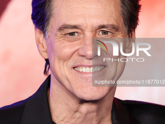 Jim Carrey arrives at the Los Angeles Premiere Of Paramount Pictures' 'Sonic The Hedgehog 3' held at the TCL Chinese Theatre IMAX on Decembe...