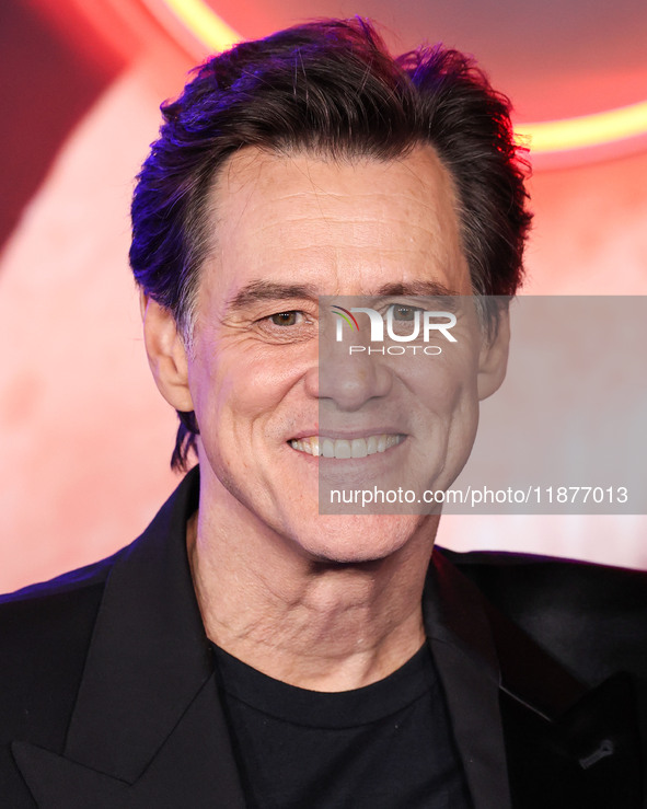 Jim Carrey arrives at the Los Angeles Premiere Of Paramount Pictures' 'Sonic The Hedgehog 3' held at the TCL Chinese Theatre IMAX on Decembe...