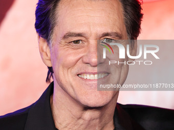 Jim Carrey arrives at the Los Angeles Premiere Of Paramount Pictures' 'Sonic The Hedgehog 3' held at the TCL Chinese Theatre IMAX on Decembe...