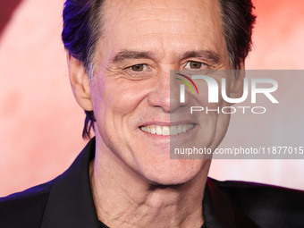 Jim Carrey arrives at the Los Angeles Premiere Of Paramount Pictures' 'Sonic The Hedgehog 3' held at the TCL Chinese Theatre IMAX on Decembe...