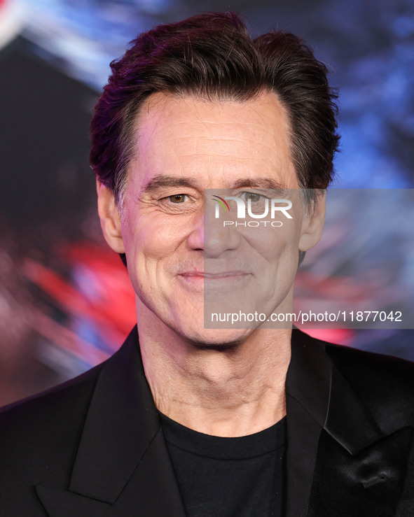 Jim Carrey arrives at the Los Angeles Premiere Of Paramount Pictures' 'Sonic The Hedgehog 3' held at the TCL Chinese Theatre IMAX on Decembe...