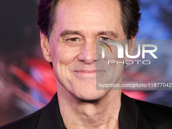 Jim Carrey arrives at the Los Angeles Premiere Of Paramount Pictures' 'Sonic The Hedgehog 3' held at the TCL Chinese Theatre IMAX on Decembe...