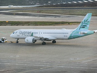 Cyprus Airways Airbus A220-300 passenger aircraft spotted on the tarmac of Athens International Airport, before departing to Larnaca Interna...