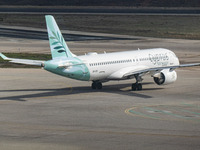 Cyprus Airways Airbus A220-300 passenger aircraft spotted on the tarmac of Athens International Airport, before departing to Larnaca Interna...