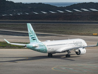 Cyprus Airways Airbus A220-300 passenger aircraft spotted on the tarmac of Athens International Airport, before departing to Larnaca Interna...