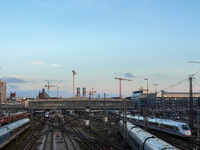 The view from the Hackerbrucke shows trains leaving Munich Central Station in Munich, Bavaria, Germany, on December 17, 2024. (