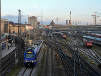 The view from the Hackerbrucke shows trains leaving Munich Central Station in Munich, Bavaria, Germany, on December 17, 2024. (