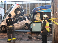 An MTA New York City bus crashes into multiple vehicles on Flushing Avenue and Nostrand Avenue around 2:30 PM in the Bedford-Stuyvesant sect...