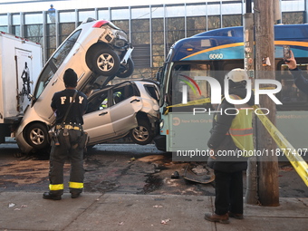 An MTA New York City bus crashes into multiple vehicles on Flushing Avenue and Nostrand Avenue around 2:30 PM in the Bedford-Stuyvesant sect...