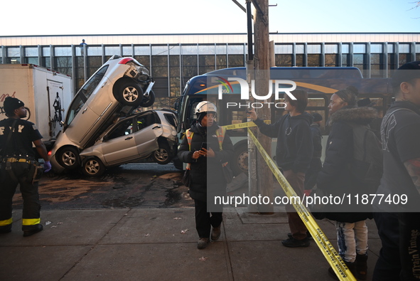 An MTA New York City bus crashes into multiple vehicles on Flushing Avenue and Nostrand Avenue around 2:30 PM in the Bedford-Stuyvesant sect...