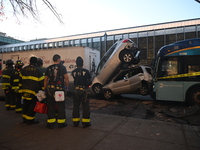 An MTA New York City bus crashes into multiple vehicles on Flushing Avenue and Nostrand Avenue around 2:30 PM in the Bedford-Stuyvesant sect...