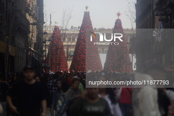 A view of a Christmas Village in the Zocalo of Mexico City, Mexico, on December 17, 2024. 