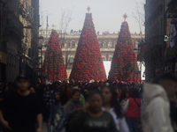 A view of a Christmas Village in the Zocalo of Mexico City, Mexico, on December 17, 2024. (