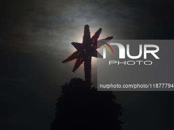 A view of a Christmas Village in the Zocalo of Mexico City, Mexico, on December 17, 2024. (