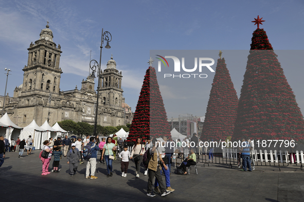 A view of a Christmas Village in the Zocalo of Mexico City, Mexico, on December 17, 2024. 