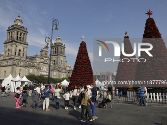 A view of a Christmas Village in the Zocalo of Mexico City, Mexico, on December 17, 2024. (