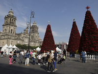 A view of a Christmas Village in the Zocalo of Mexico City, Mexico, on December 17, 2024. (