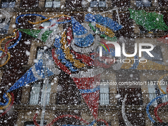 A view of a Christmas Village in the Zocalo of Mexico City, Mexico, on December 17, 2024. (