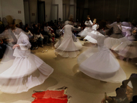 Members of the Nur Ashki Jerrahi and Tekke Sufi Community in Mexico City, Mexico, on December 17, 2024, pay tribute through a Sufi dance to...