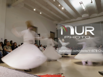 Members of the Nur Ashki Jerrahi and Tekke Sufi Community in Mexico City, Mexico, on December 17, 2024, pay tribute through a Sufi dance to...