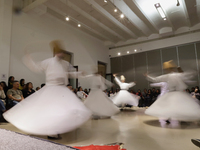 Members of the Nur Ashki Jerrahi and Tekke Sufi Community in Mexico City, Mexico, on December 17, 2024, pay tribute through a Sufi dance to...