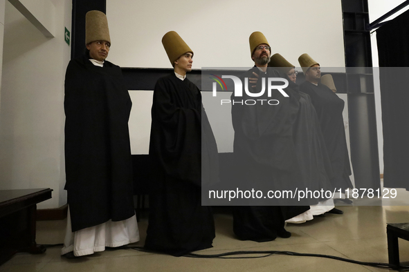 Members of the Nur Ashki Jerrahi and Tekke Sufi Community in Mexico City, Mexico, on December 17, 2024, pay tribute through a Sufi ritual an...