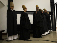 Members of the Nur Ashki Jerrahi and Tekke Sufi Community in Mexico City, Mexico, on December 17, 2024, pay tribute through a Sufi ritual an...