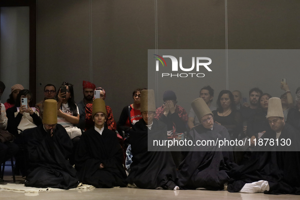 Members of the Nur Ashki Jerrahi and Tekke Sufi Community in Mexico City, Mexico, on December 17, 2024, pay tribute through a Sufi ritual an...