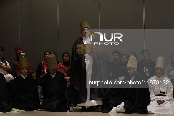 Members of the Nur Ashki Jerrahi and Tekke Sufi Community in Mexico City, Mexico, on December 17, 2024, pay tribute through a Sufi ritual an...