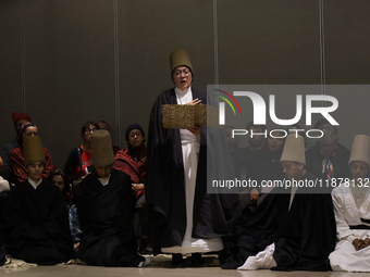 Members of the Nur Ashki Jerrahi and Tekke Sufi Community in Mexico City, Mexico, on December 17, 2024, pay tribute through a Sufi ritual an...