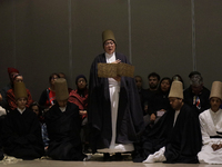 Members of the Nur Ashki Jerrahi and Tekke Sufi Community in Mexico City, Mexico, on December 17, 2024, pay tribute through a Sufi ritual an...