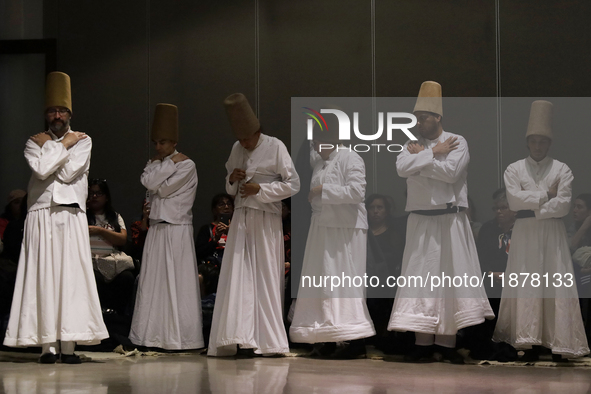 Members of the Nur Ashki Jerrahi and Tekke Sufi Community in Mexico City, Mexico, on December 17, 2024, pay tribute through a Sufi ritual an...